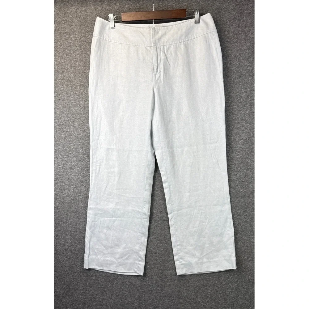 Banana Republic Linen Pants Women 10 Ankle Resortwear Wide Leg Trousers Vacation
